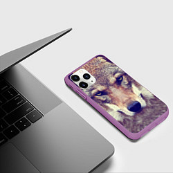 Чехол iPhone 11 Pro матовый Angry Wolf, цвет: 3D-фиолетовый — фото 2