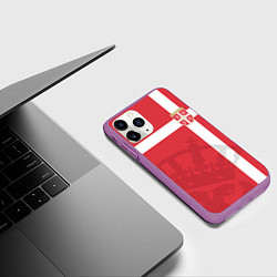 Чехол iPhone 11 Pro матовый Сборная Сербии, цвет: 3D-фиолетовый — фото 2
