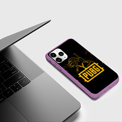 Чехол iPhone 11 Pro матовый PUBG: Black Soldier, цвет: 3D-фиолетовый — фото 2