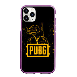 Чехол iPhone 11 Pro матовый PUBG: Black Soldier, цвет: 3D-фиолетовый