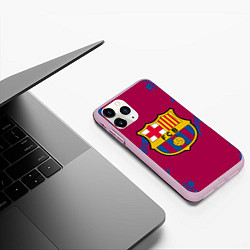 Чехол iPhone 11 Pro матовый FC Barcelona: Purple & Blue, цвет: 3D-розовый — фото 2