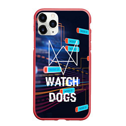 Чехол iPhone 11 Pro матовый Watch Dogs, цвет: 3D-красный