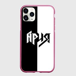 Чехол iPhone 11 Pro матовый Ария Ч/Б, цвет: 3D-малиновый