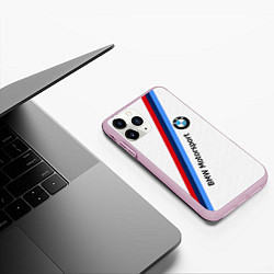 Чехол iPhone 11 Pro матовый BMW Motorsport: White Carbon, цвет: 3D-розовый — фото 2