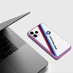 Чехол iPhone 11 Pro матовый BMW Motorsport: White Carbon, цвет: 3D-фиолетовый — фото 2