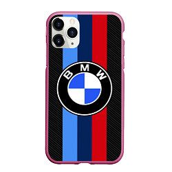 Чехол iPhone 11 Pro матовый BMW SPORT, цвет: 3D-малиновый