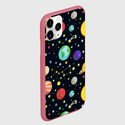 Чехол iPhone 11 Pro матовый Солнечная система, цвет: 3D-малиновый — фото 2