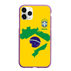 Чехол iPhone 11 Pro матовый Сборная Бразилии: желтая, цвет: 3D-фиолетовый