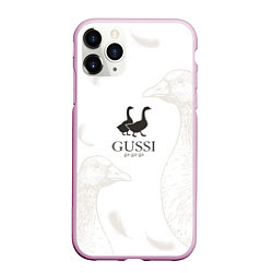 Чехол iPhone 11 Pro матовый GUSSI Ga-Ga-Ga, цвет: 3D-розовый