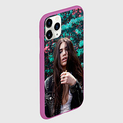 Чехол iPhone 11 Pro матовый Dua Lipa: Floral, цвет: 3D-фиолетовый — фото 2