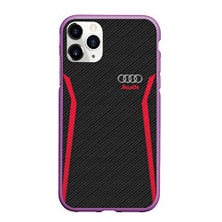 Чехол iPhone 11 Pro матовый Audi: Black Carbon, цвет: 3D-фиолетовый