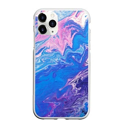 Чехол iPhone 11 Pro матовый Tie-Dye Blue & Violet, цвет: 3D-белый