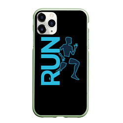 Чехол iPhone 11 Pro матовый RUN: Black Style, цвет: 3D-салатовый