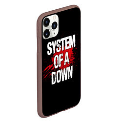 Чехол iPhone 11 Pro матовый System of a Down Blood, цвет: 3D-коричневый — фото 2