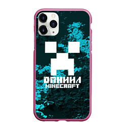 Чехол iPhone 11 Pro матовый Даниил в стиле Minecraft, цвет: 3D-малиновый