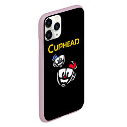 Чехол iPhone 11 Pro матовый Cuphead: Mugman Faces, цвет: 3D-розовый — фото 2