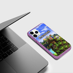 Чехол iPhone 11 Pro матовый Майнкрафт: Алексей, цвет: 3D-фиолетовый — фото 2