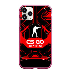 Чехол iPhone 11 Pro матовый CS:GO - Артём, цвет: 3D-малиновый