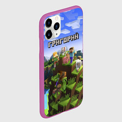 Чехол iPhone 11 Pro матовый Майнкрафт: Григорий, цвет: 3D-фиолетовый — фото 2