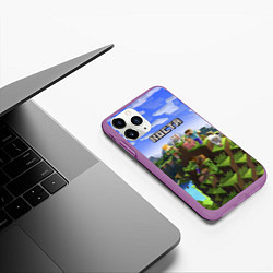 Чехол iPhone 11 Pro матовый Майнкрафт: Костя, цвет: 3D-фиолетовый — фото 2