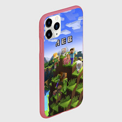 Чехол iPhone 11 Pro матовый Майнкрафт: Лев, цвет: 3D-малиновый — фото 2