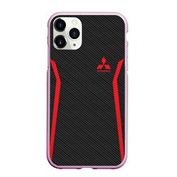 Чехол iPhone 11 Pro матовый MITSUBISHI SPORT, цвет: 3D-розовый