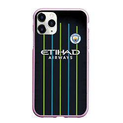 Чехол iPhone 11 Pro матовый FC Manchester City: Away 18/19, цвет: 3D-розовый