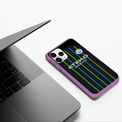 Чехол iPhone 11 Pro матовый FC Manchester City: Away 18/19, цвет: 3D-фиолетовый — фото 2