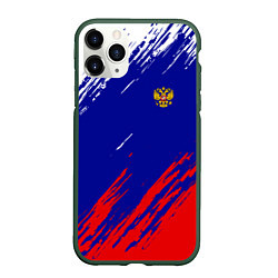 Чехол iPhone 11 Pro матовый RUSSIA SPORT, цвет: 3D-темно-зеленый