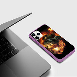 Чехол iPhone 11 Pro матовый Армейский медведь, цвет: 3D-фиолетовый — фото 2