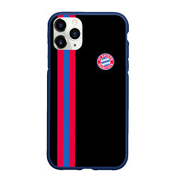 Чехол iPhone 11 Pro матовый FC Bayern Munchen: Pink Line, цвет: 3D-тёмно-синий