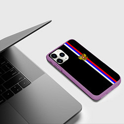 Чехол iPhone 11 Pro матовый Лента с гербом России, цвет: 3D-фиолетовый — фото 2