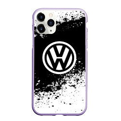Чехол iPhone 11 Pro матовый Volkswagen: Black Spray, цвет: 3D-светло-сиреневый