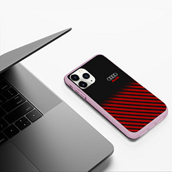 Чехол iPhone 11 Pro матовый Audi: Red Lines, цвет: 3D-розовый — фото 2