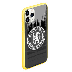 Чехол iPhone 11 Pro матовый FC Chelsea: Grey Abstract, цвет: 3D-желтый — фото 2