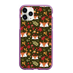 Чехол iPhone 11 Pro матовый Осенние лисички, цвет: 3D-фиолетовый