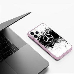 Чехол iPhone 11 Pro матовый Mercedes-Benz: Black Spray, цвет: 3D-розовый — фото 2