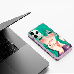 Чехол iPhone 11 Pro матовый Miku Ahegao, цвет: 3D-розовый — фото 2