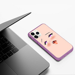 Чехол iPhone 11 Pro матовый Ahegao Face, цвет: 3D-фиолетовый — фото 2