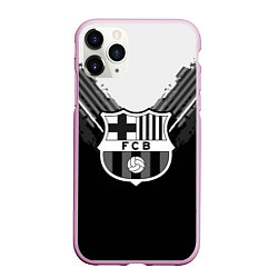 Чехол iPhone 11 Pro матовый FC Barcelona: Black Style, цвет: 3D-розовый