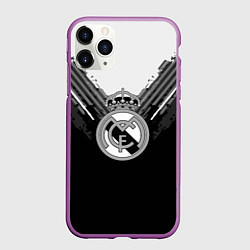Чехол iPhone 11 Pro матовый FC Real Madrid: Black Style, цвет: 3D-фиолетовый