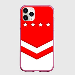Чехол iPhone 11 Pro матовый Звезды Спартака, цвет: 3D-малиновый