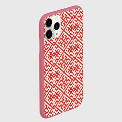 Чехол iPhone 11 Pro матовый Духобор: Обережная вышивка, цвет: 3D-малиновый — фото 2