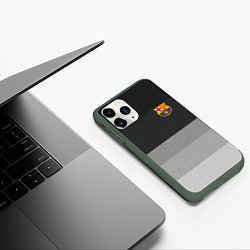 Чехол iPhone 11 Pro матовый ФК Барселона: Серый стиль, цвет: 3D-темно-зеленый — фото 2