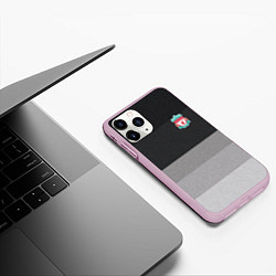 Чехол iPhone 11 Pro матовый ФК Ливерпуль: Серый стиль, цвет: 3D-розовый — фото 2
