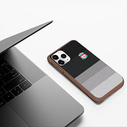 Чехол iPhone 11 Pro матовый ФК Ливерпуль: Серый стиль, цвет: 3D-коричневый — фото 2