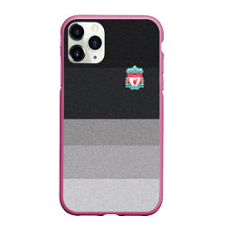 Чехол iPhone 11 Pro матовый ФК Ливерпуль: Серый стиль, цвет: 3D-малиновый