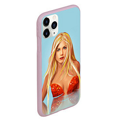 Чехол iPhone 11 Pro матовый Дженнифер Энистон, цвет: 3D-розовый — фото 2