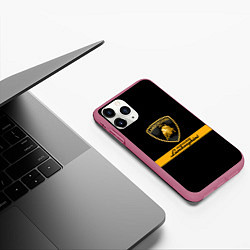 Чехол iPhone 11 Pro матовый Lamborghini Automobili, цвет: 3D-малиновый — фото 2