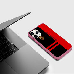 Чехол iPhone 11 Pro матовый Porsche: Red Sport, цвет: 3D-малиновый — фото 2